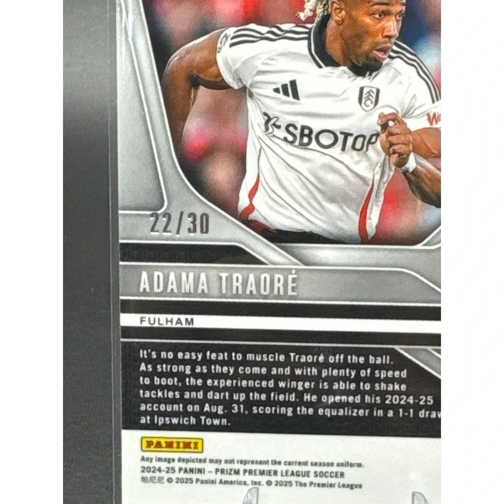 2024-25 Panini Prizm Adama Traore Fulham Red Mojo Prizm 22/30 #204 Soccer Card